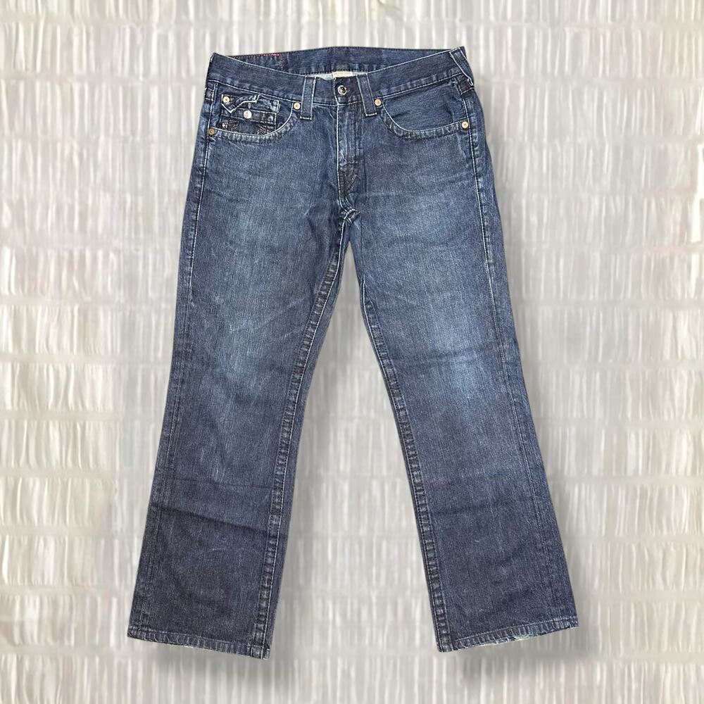 Vintage True Religion Men’s Blue Straight Leg Jeans - Size 34